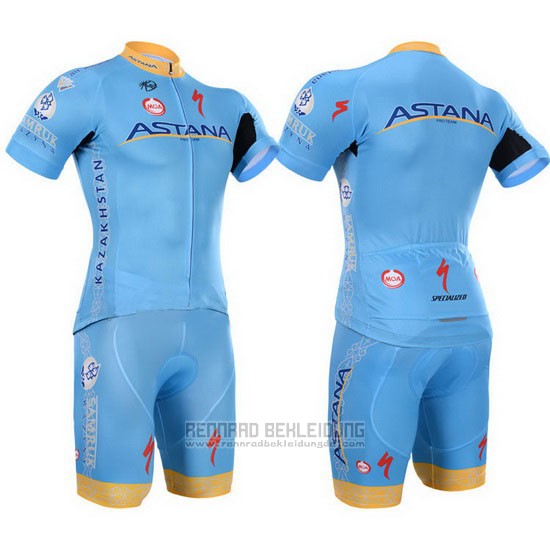 2015 Fahrradbekleidung Astana Hellblau Trikot Kurzarm und Tragerhose - zum Schließen ins Bild klicken